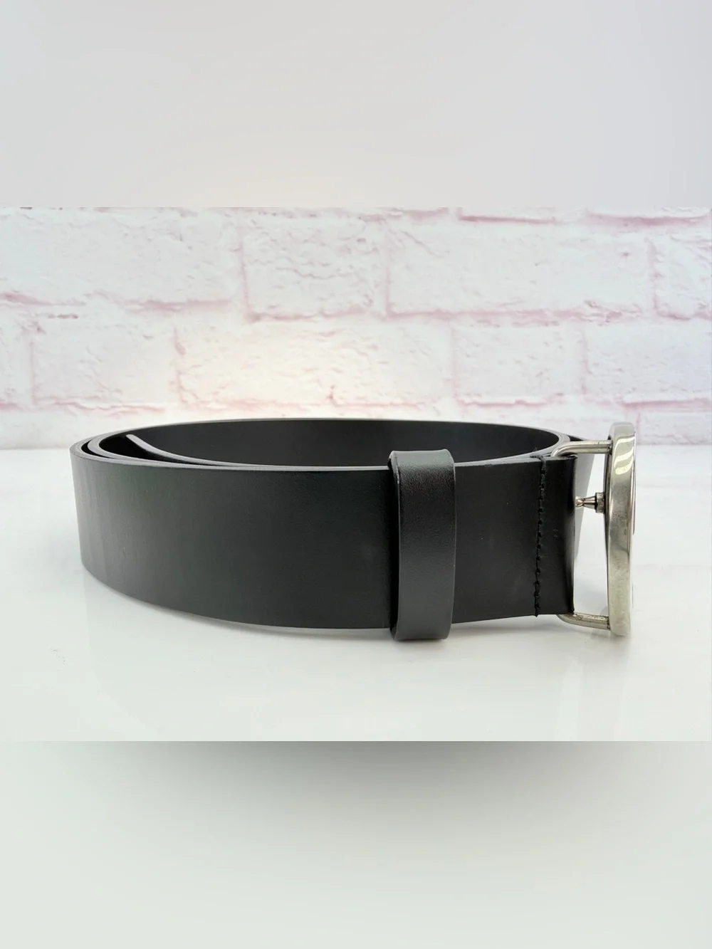 Gucci Interlocking Gg Black Leather Belt Silver Hardware 368186 115/46”